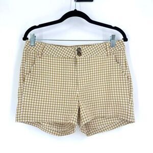 NWT Francesca’s Miami Plat‎ Front Font hi rise Medium Cream & Tan 3.5” inseam